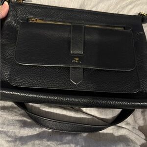 Fossil Black kinley Leather  crossbody Bag